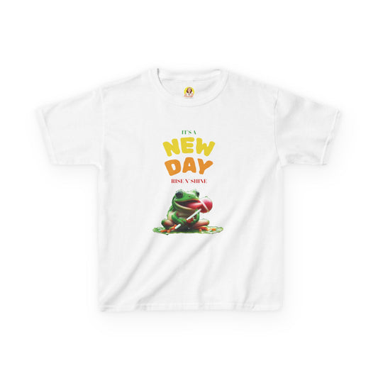 Inspirational Kids Tee, Fun Children’s T-Shirt, Positive Vibes Apparel, Motivational Kidswear, Gift for Teens, New Day Design
