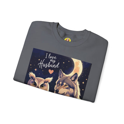 I Love My Husband Owl and Wolf Sweatshirt, Unisex Crewneck, Gift for Him, Cozy Sweatshirt, Animal Lovers, Anniversary Gift