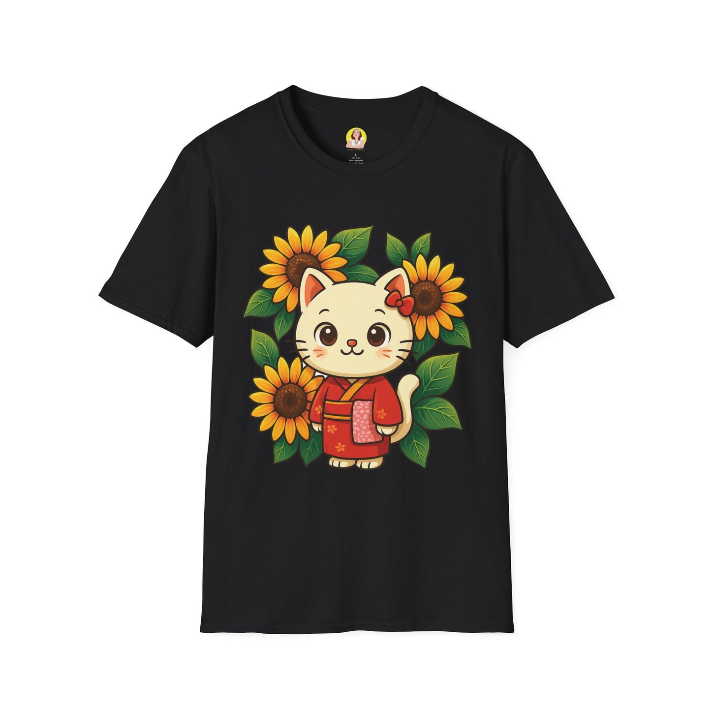 Cute Cat Floral T-Shirt | Softstyle Tee for Cat Lovers, Gifts for Her, Casual Wear, Birthday Present, Spring Fashion
