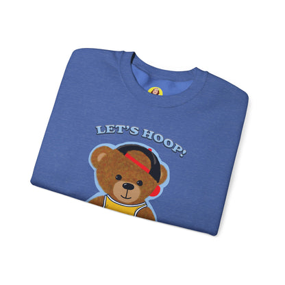 Basketball Teddy Bear Sweatshirt, Cute Athleisure, Kid's Fashion, Sports Gift, Cozy Unisex Crewneck