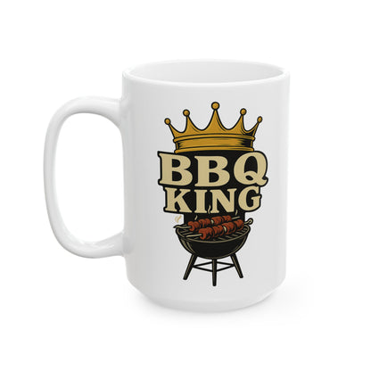 BBQ King Ceramic Mug - Grill Master Gift, BBQ Lover's Cup, Perfect for Father's Day, Birthdays, Cookout Essentials