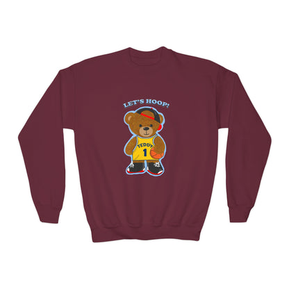 Youth Basketball Bear Sweatshirt - Cozy, Fun Gift for Kids, Perfect for Birthdays, Sports Events, or Casual Wear, Kids Crewneck