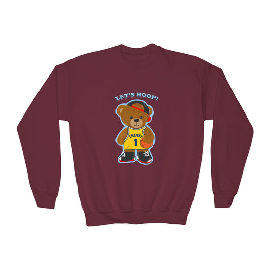 Youth Basketball Bear Sweatshirt - Cozy, Fun Gift for Kids, Perfect for Birthdays, Sports Events, or Casual Wear, Kids Crewneck