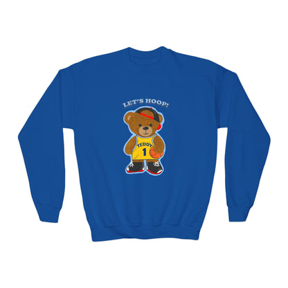 Youth Basketball Bear Sweatshirt - Cozy, Fun Gift for Kids, Perfect for Birthdays, Sports Events, or Casual Wear, Kids Crewneck
