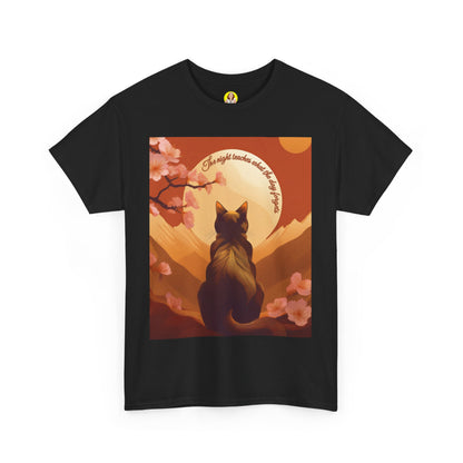 Cat Lover's Sunset Tee, Unisex Heavy Cotton Shirt, Gift for Cat Owners, Pet Lover Apparel, Cute Graphic Tee, Nature Inspired Design