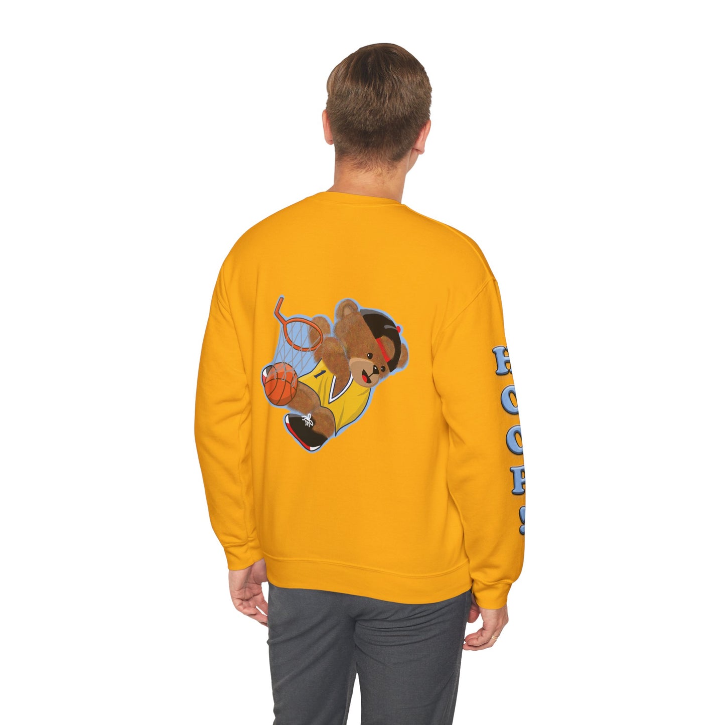 Basketball Teddy Bear Sweatshirt, Cute Athleisure, Kid's Fashion, Sports Gift, Cozy Unisex Crewneck