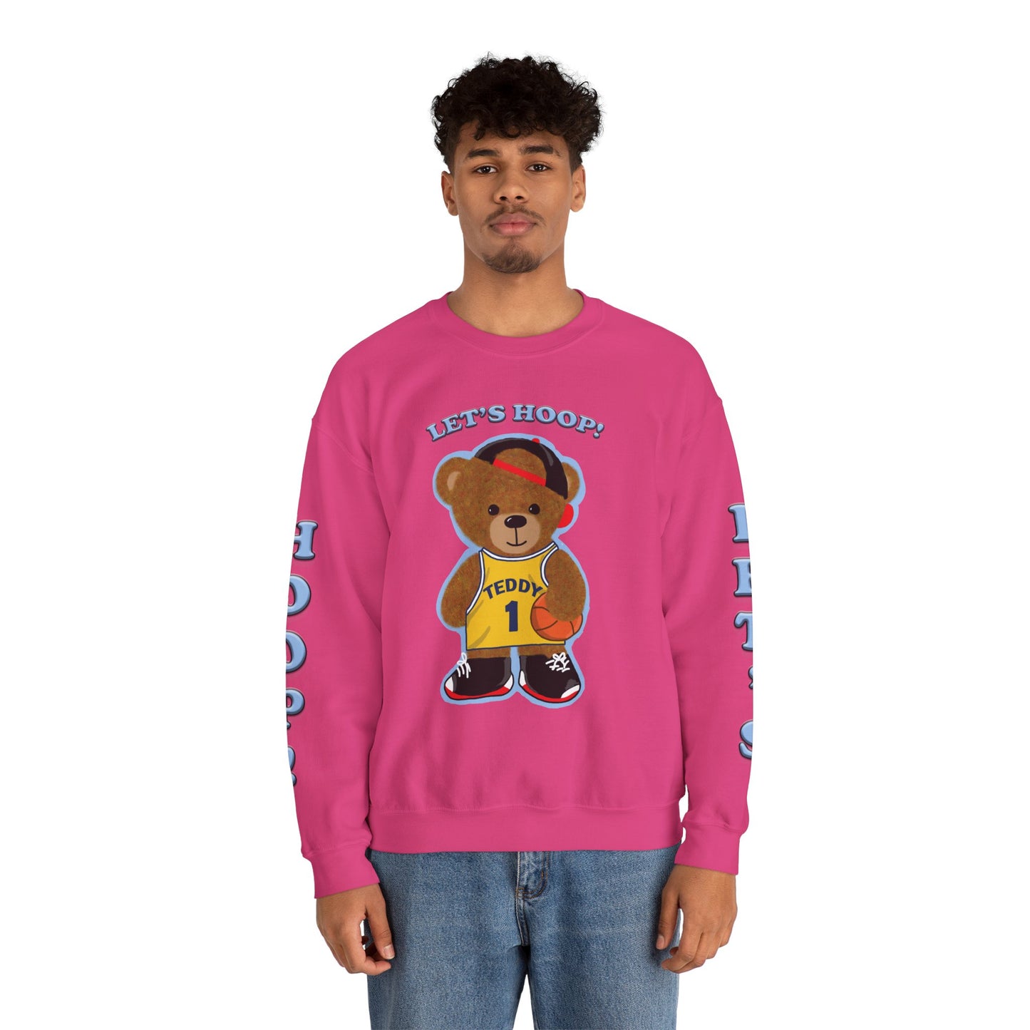 Basketball Teddy Bear Sweatshirt, Cute Athleisure, Kid's Fashion, Sports Gift, Cozy Unisex Crewneck
