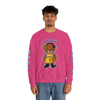Basketball Teddy Bear Sweatshirt, Cute Athleisure, Kid's Fashion, Sports Gift, Cozy Unisex Crewneck
