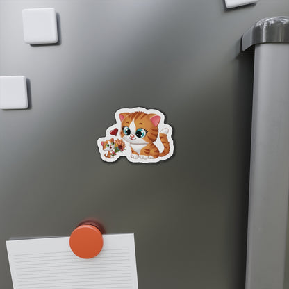 Cute Cat Die-Cut Magnets, Kawaii Cat Decor, Pet Lover Gifts, Fridge Magnets, Cat Mom Gifts, Animal Decor
