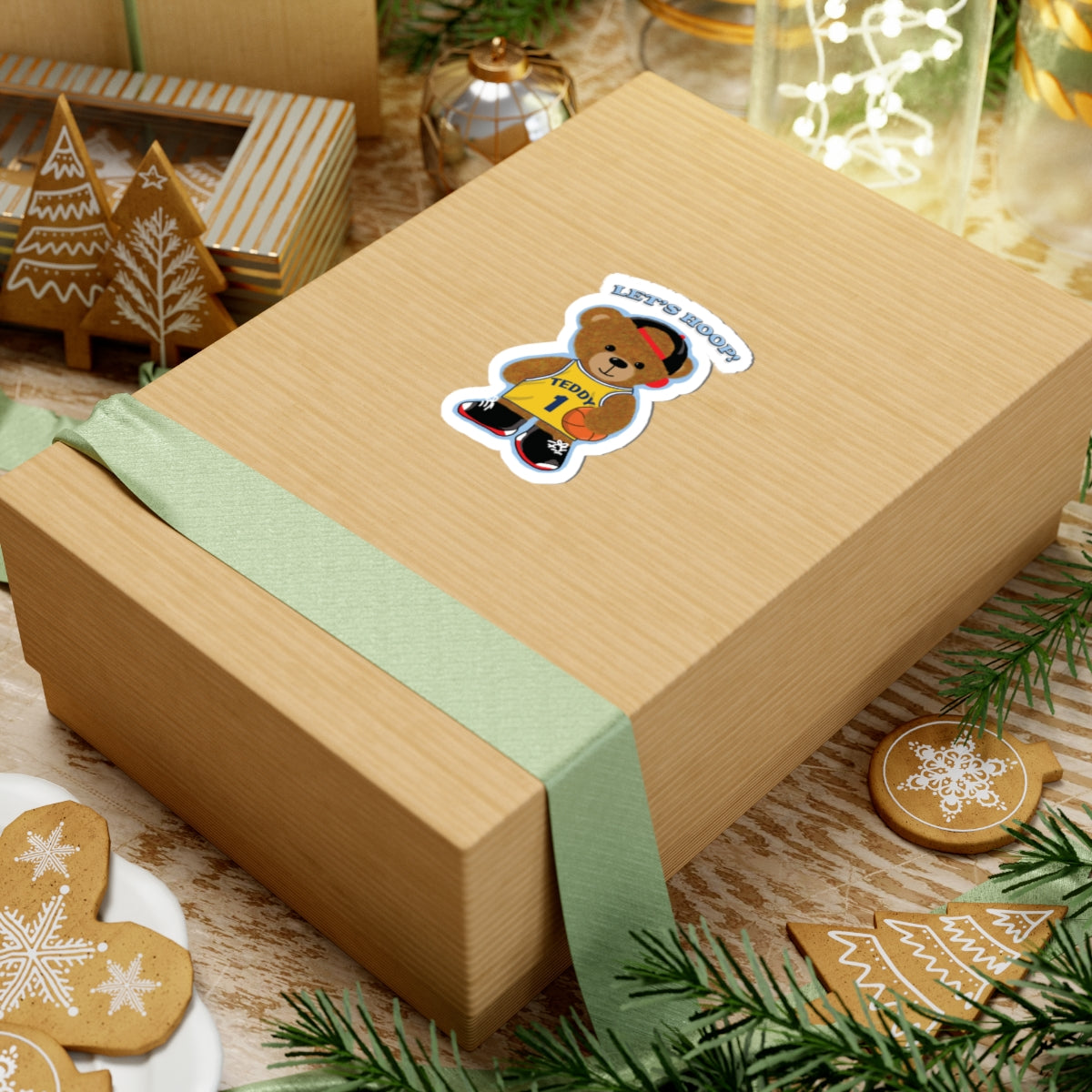 Playful Teddy Bear Kiss-Cut Stickers | Fun Laptop Decals, Cute Gifts for Kids, Basketball Decor, Nursery Wall Art, Sports Party Favors