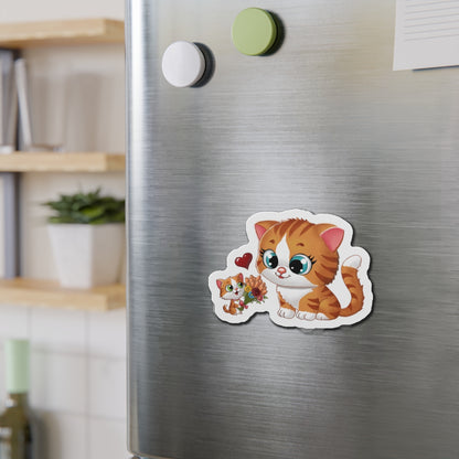 Cute Cat Die-Cut Magnets, Kawaii Cat Decor, Pet Lover Gifts, Fridge Magnets, Cat Mom Gifts, Animal Decor