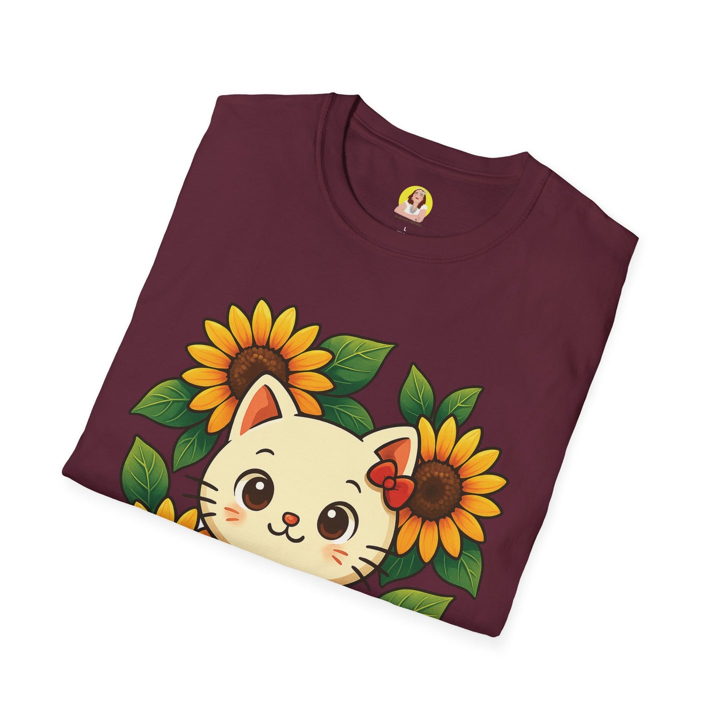 Cute Cat Floral T-Shirt | Softstyle Tee for Cat Lovers, Gifts for Her, Casual Wear, Birthday Present, Spring Fashion