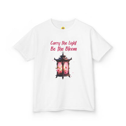 Kids Inspirational Graphic Tee - "Carry the Light, Be The Bloom" - Cute Gift for Children, Birthday, Everyday Wear, Positive Message