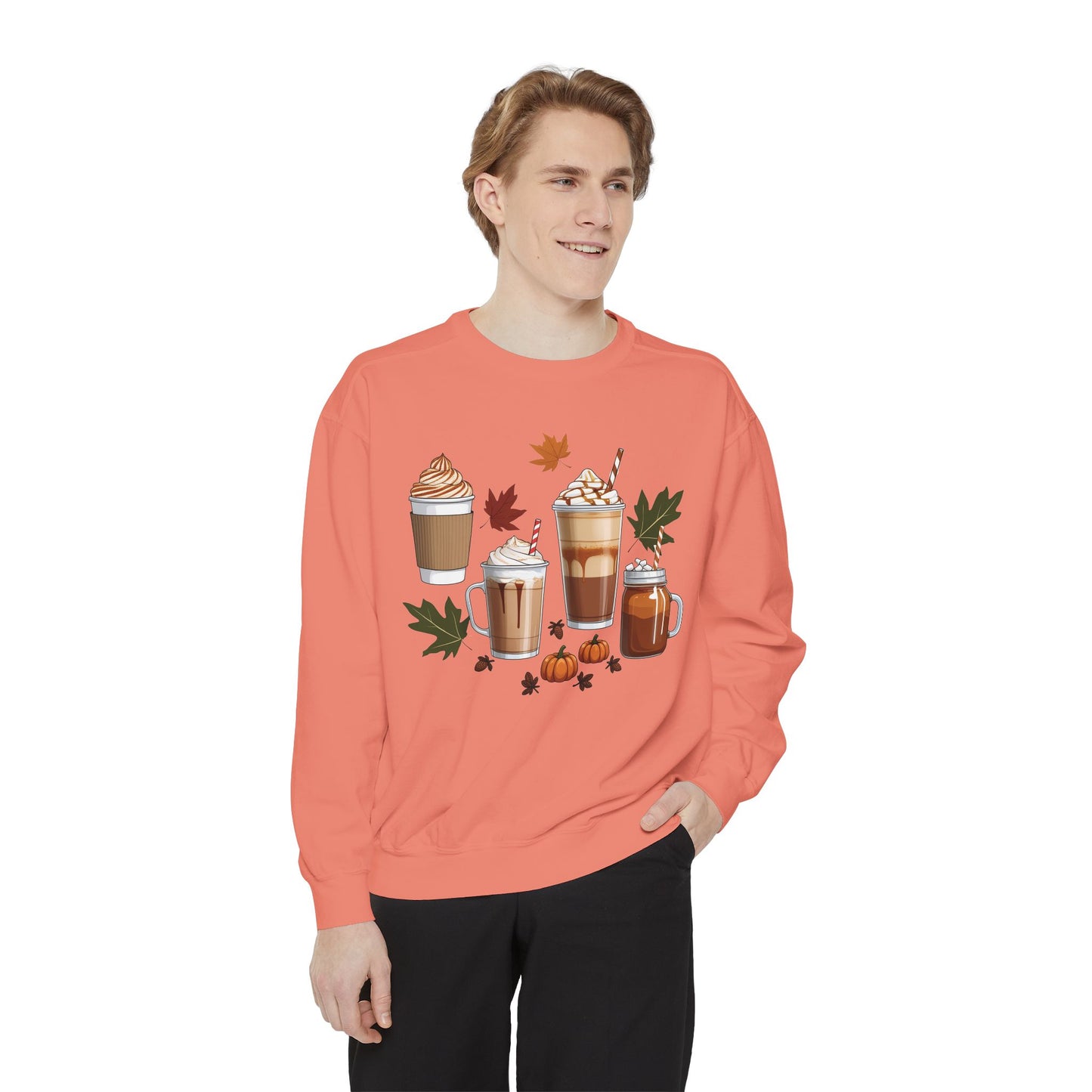 Cozy Fall Sweater featuring Seasonal Drinks | Perfect for Autumn, Coffee Lovers, Thanksgiving, Casual Wear, Gifts