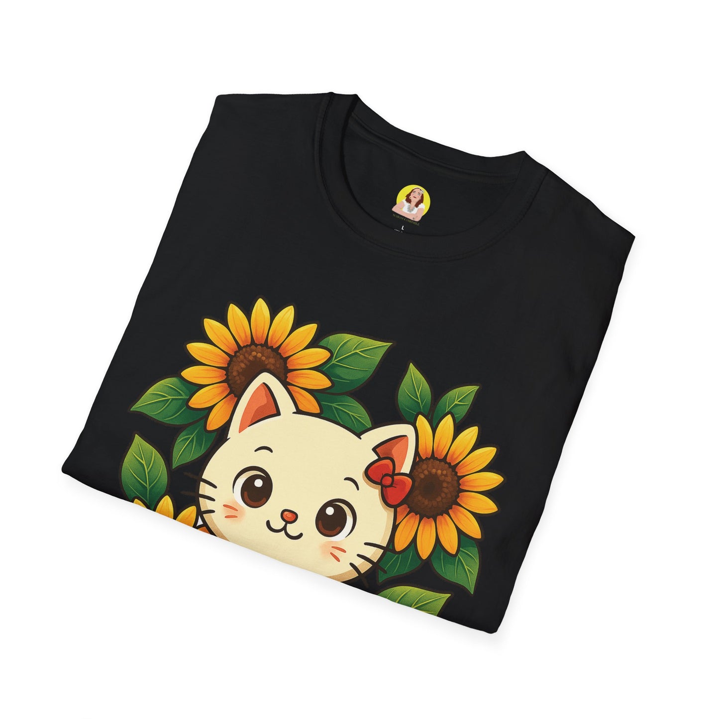 Cute Cat Floral T-Shirt | Softstyle Tee for Cat Lovers, Gifts for Her, Casual Wear, Birthday Present, Spring Fashion