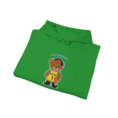 Fun Bear Basketball Hoodie, Cute Animal Apparel, Cozy Sweatshirt Gift, Sportswear for Kids & Adults, Streetwear Style