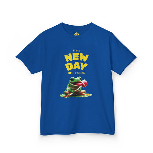 Inspirational Kids Tee, Fun Children’s T-Shirt, Positive Vibes Apparel, Motivational Kidswear, Gift for Teens, New Day Design