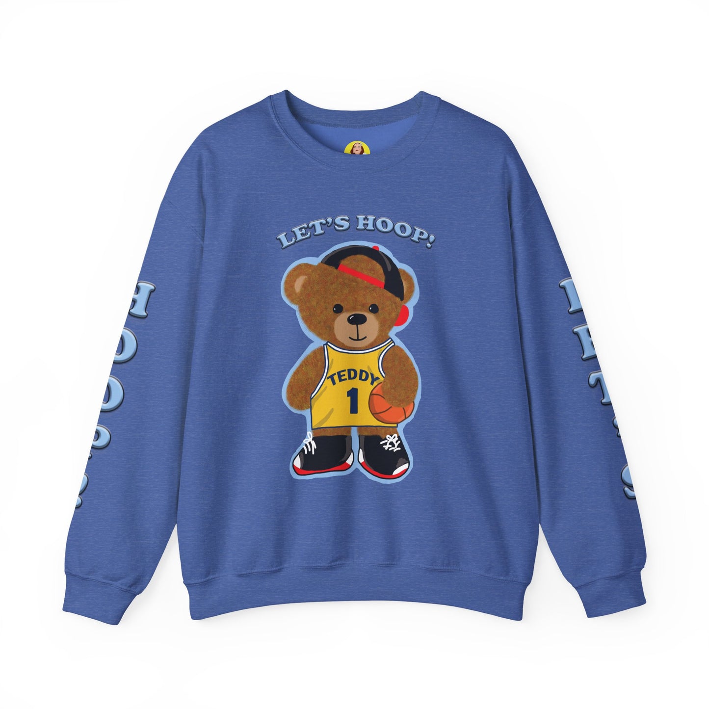 Basketball Teddy Bear Sweatshirt, Cute Athleisure, Kid's Fashion, Sports Gift, Cozy Unisex Crewneck