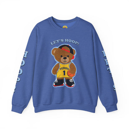 Basketball Teddy Bear Sweatshirt, Cute Athleisure, Kid's Fashion, Sports Gift, Cozy Unisex Crewneck