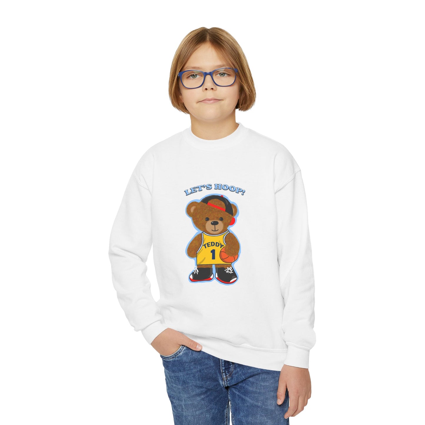Youth Basketball Bear Sweatshirt - Cozy, Fun Gift for Kids, Perfect for Birthdays, Sports Events, or Casual Wear, Kids Crewneck