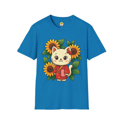 Cute Cat Floral T-Shirt | Softstyle Tee for Cat Lovers, Gifts for Her, Casual Wear, Birthday Present, Spring Fashion
