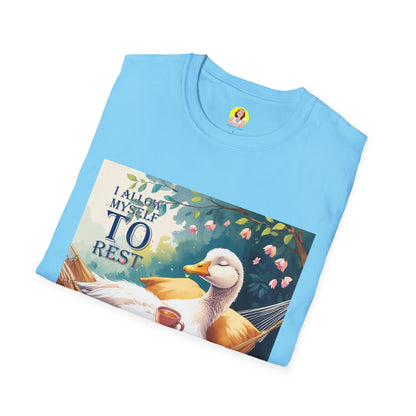 Relaxing Duck Unisex T-Shirt, Nature Lover Tee, Cozy Gift for Friends, Mother's Day Present, Unique Rest Quote Tee, Fall Apparel