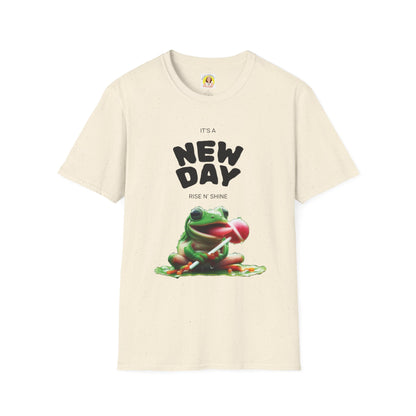 Unisex Frog Graphic T-Shirt - 'It's a New Day, Rise N' Shine'
