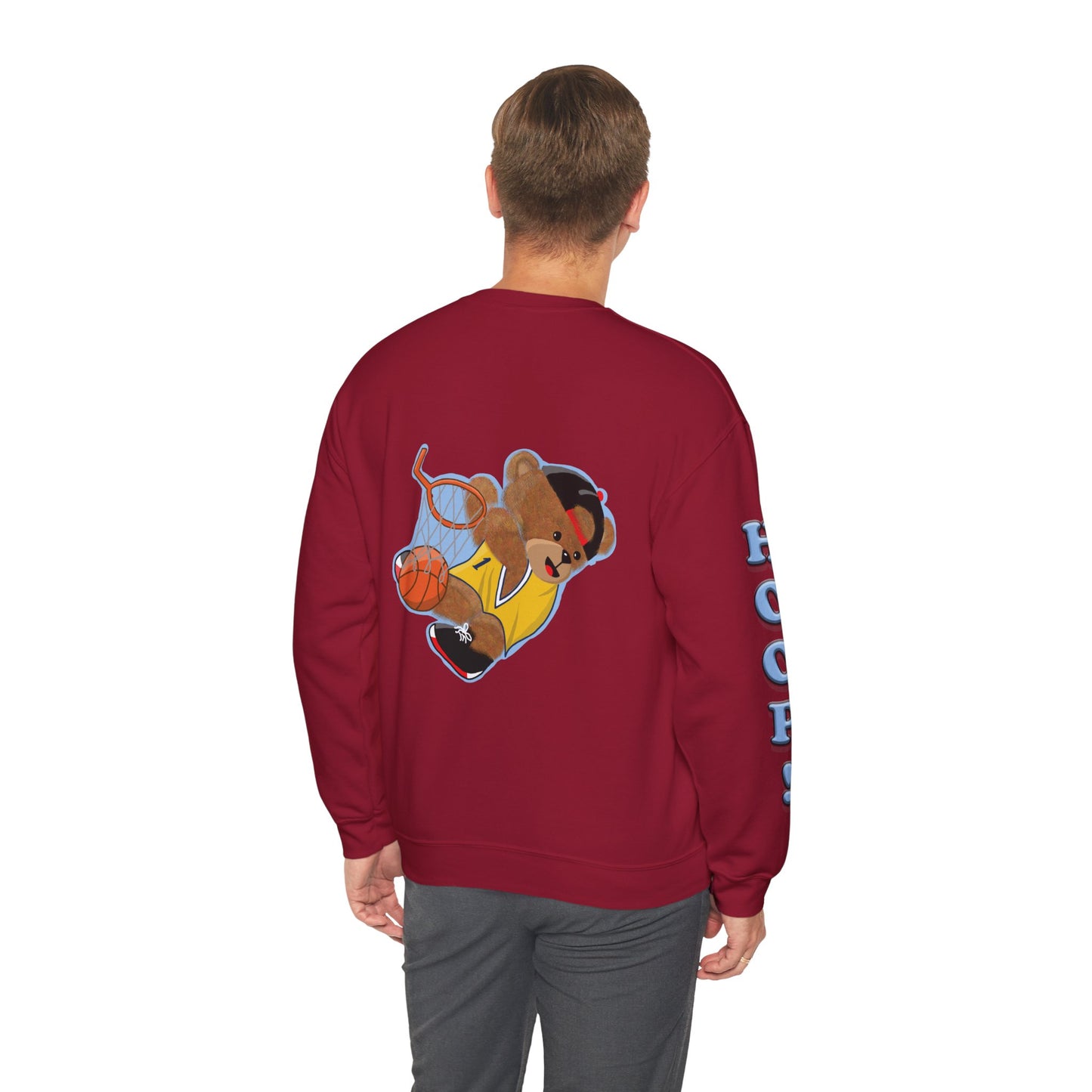 Basketball Teddy Bear Sweatshirt, Cute Athleisure, Kid's Fashion, Sports Gift, Cozy Unisex Crewneck