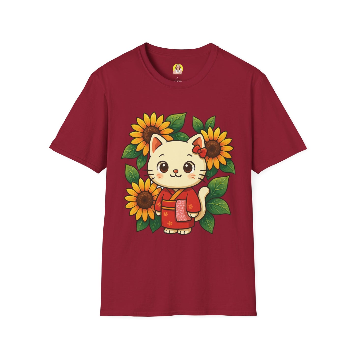 Cute Cat Floral T-Shirt | Softstyle Tee for Cat Lovers, Gifts for Her, Casual Wear, Birthday Present, Spring Fashion