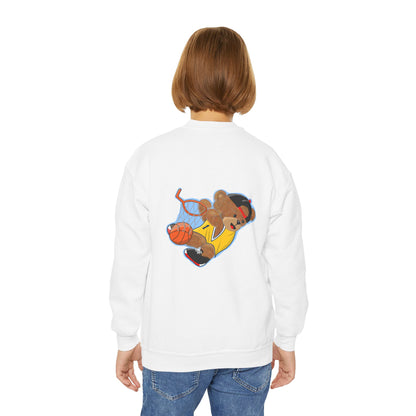 Youth Basketball Bear Sweatshirt - Cozy, Fun Gift for Kids, Perfect for Birthdays, Sports Events, or Casual Wear, Kids Crewneck