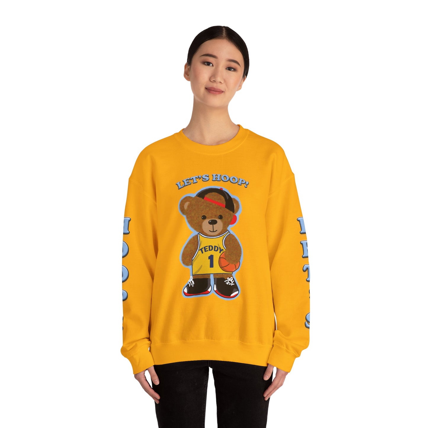 Basketball Teddy Bear Sweatshirt, Cute Athleisure, Kid's Fashion, Sports Gift, Cozy Unisex Crewneck