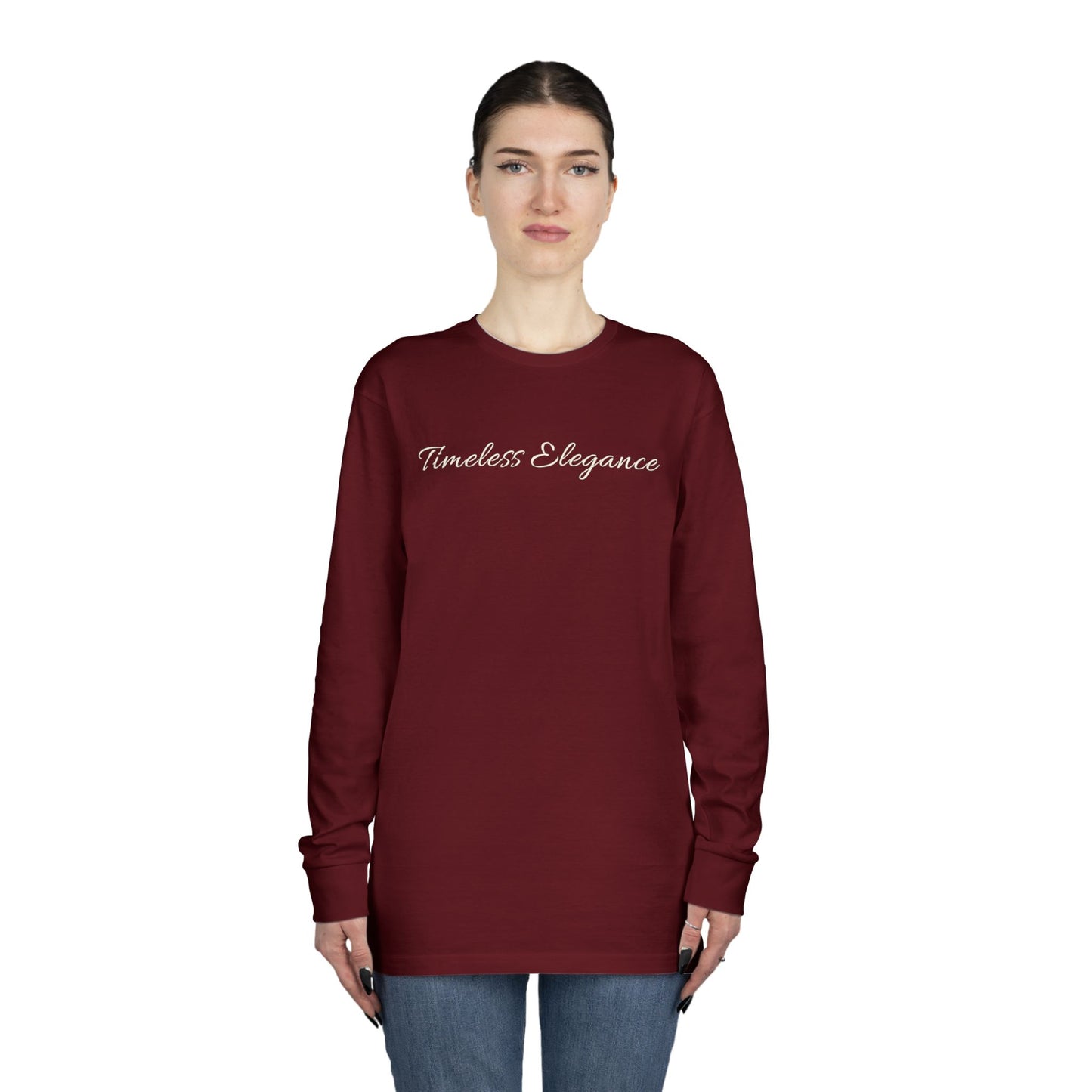 Timeless Elegance Long Sleeve Crewneck Tee | Cozy Casual Wear, Fall Fashion, Gift for Her, Everyday Comfort, Layering Essential