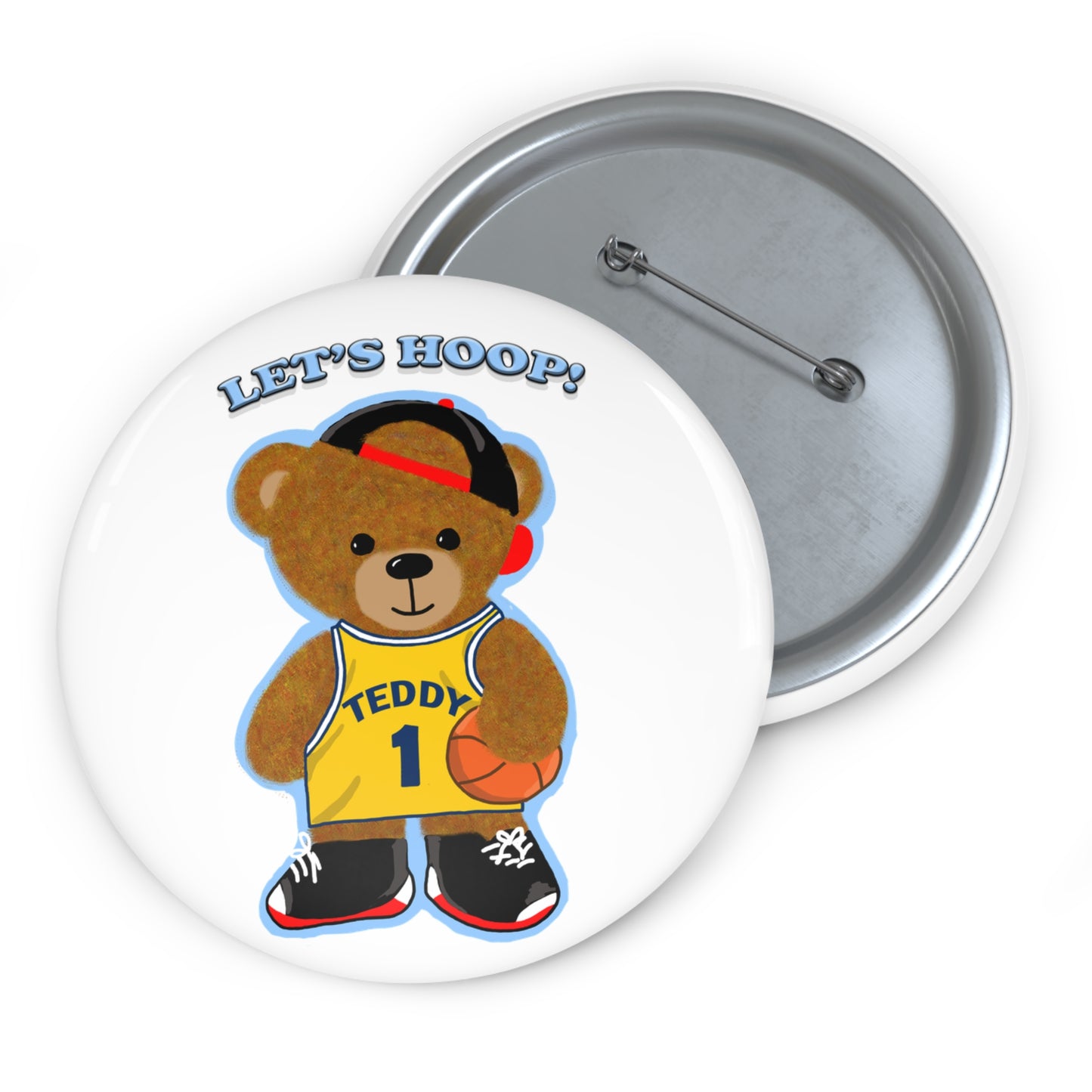 Custom Basketball Bear Pin Buttons, Fun Sports Accessories, Cute Gifts for Coaches, Players, Sports Fans, Let's Hoop!