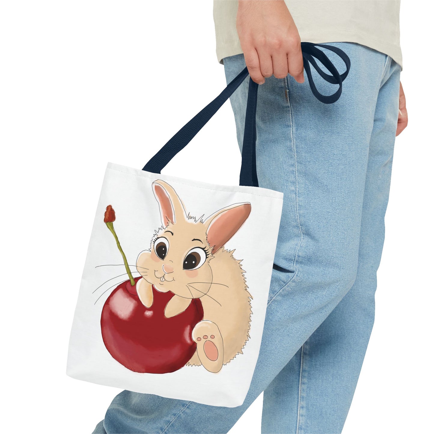 Cute Bunny Cherry Tote Bag - Adorable Animal Design for Animal Lovers