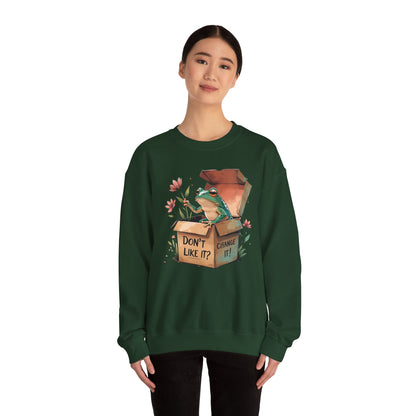 Playful Frog Graphic Sweatshirt, Unisex Crewneck, Fun Gift, Nature Lover Apparel, Inspirational Fashion, Seasonal Wardrobe