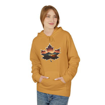 Cozy Sunset Maple Leaf Hoodie | Fall Fashion, Nature Lover Gift, Warmth for Fall, Outdoor Adventure, Comfortable Wear