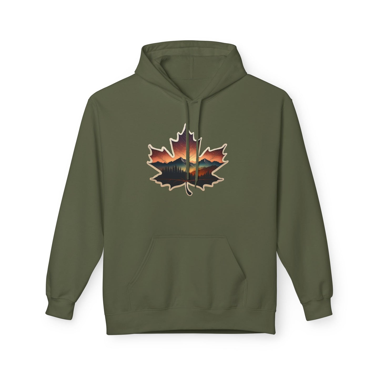 Cozy Sunset Maple Leaf Hoodie | Fall Fashion, Nature Lover Gift, Warmth for Fall, Outdoor Adventure, Comfortable Wear