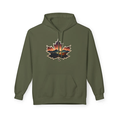 Cozy Sunset Maple Leaf Hoodie | Fall Fashion, Nature Lover Gift, Warmth for Fall, Outdoor Adventure, Comfortable Wear