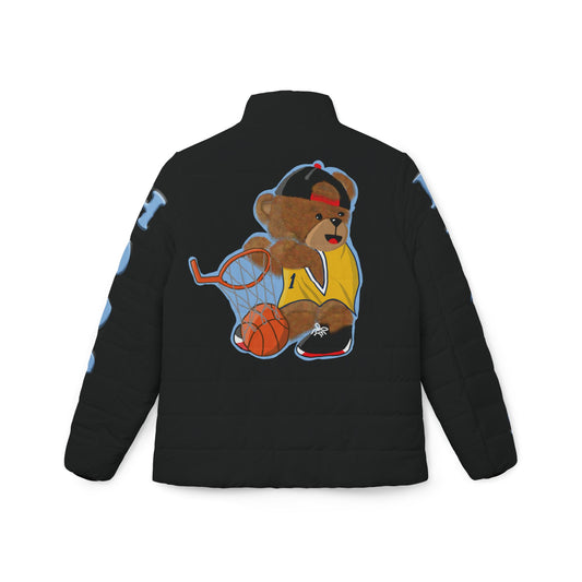 Sporty Bear Puffer Jacket for Women, Fun Athleisure Outerwear, Perfect for Basketball Lovers, Casual Styling, Cozy Layering