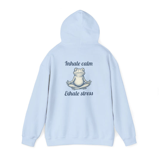 Zen Frog Hoodie - Relax and Unwind, Meditation Sweatshirt, Gift for Yoga Lovers, Stress Relief Apparel