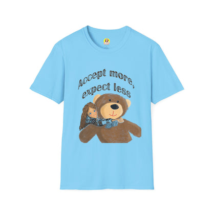 Cute Bear Graphic T-Shirt - Accept More, Expect Less - Funny Animal Tee, Gift for Friends, Cozy Casual Shirt, Birthday Gift, [...]