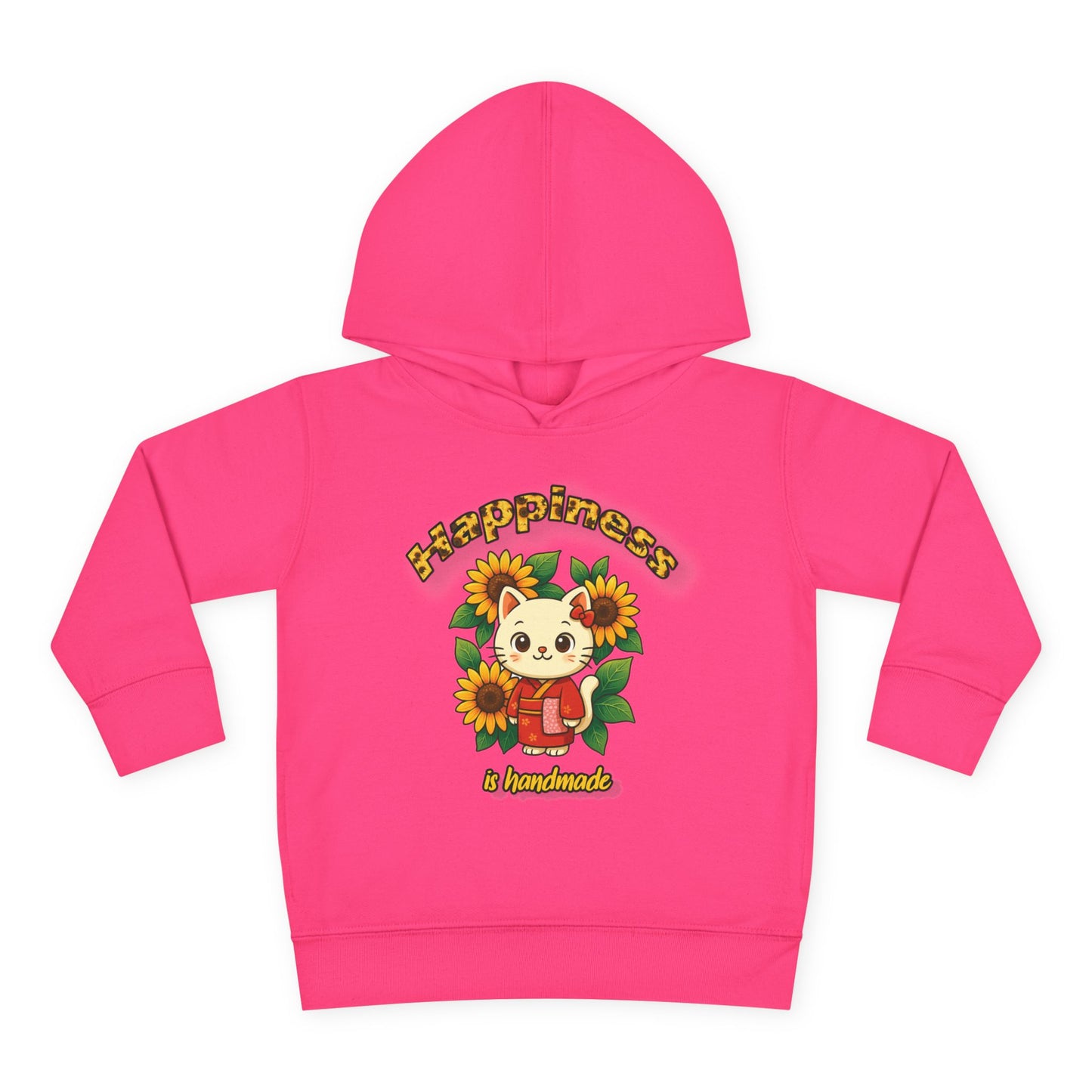 Sunflower Happiness Toddler Hoodie, Cute Kids Pullover, Fleece Sweater, Gift for Toddler, Floral Design Hooded Sweatshirt