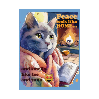 Cozy Cat Wall Art, Peace Feels Like Home Poster, Cat Lover Decor, Living Room Wall Decor, Gift for Cat Owners