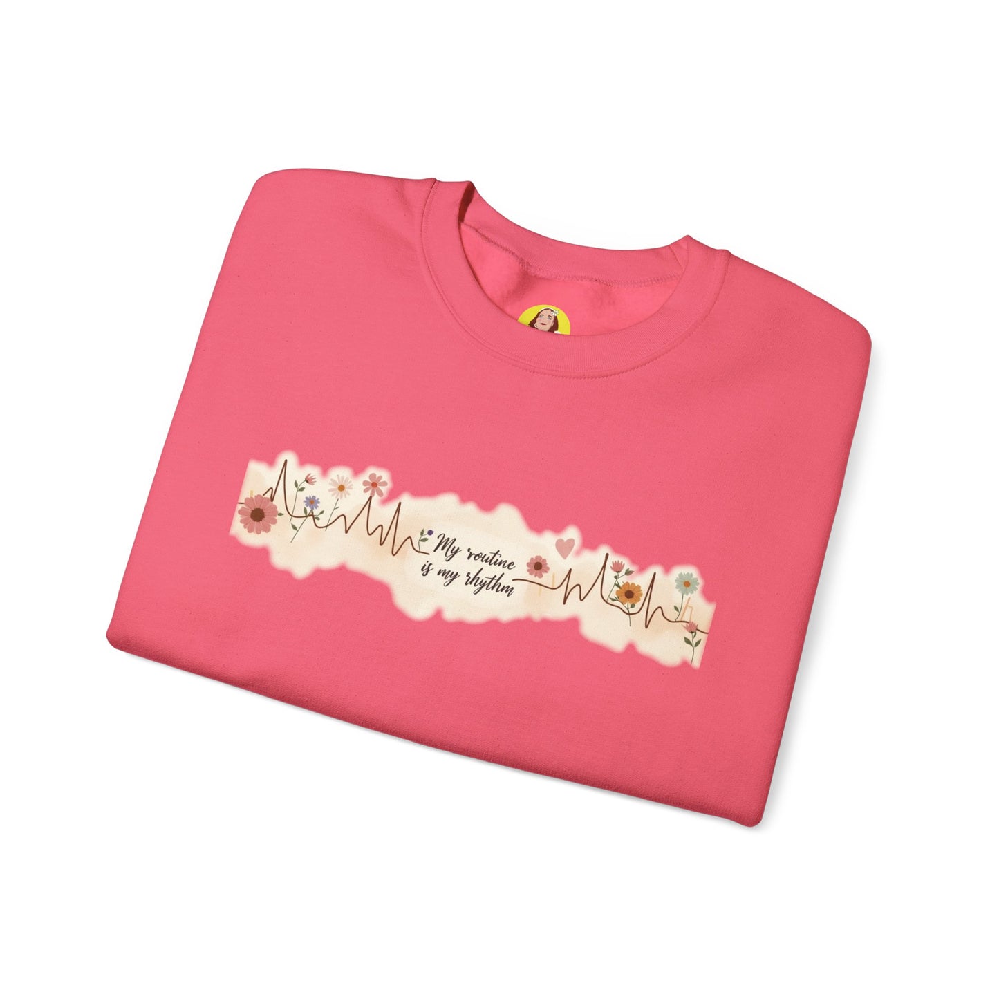 Floral Heartbeat Crewneck Sweatshirt - Cozy Gift for Music Lovers, Unisex Sweatshirt for Birthdays, Valentine's Day, Self-Care