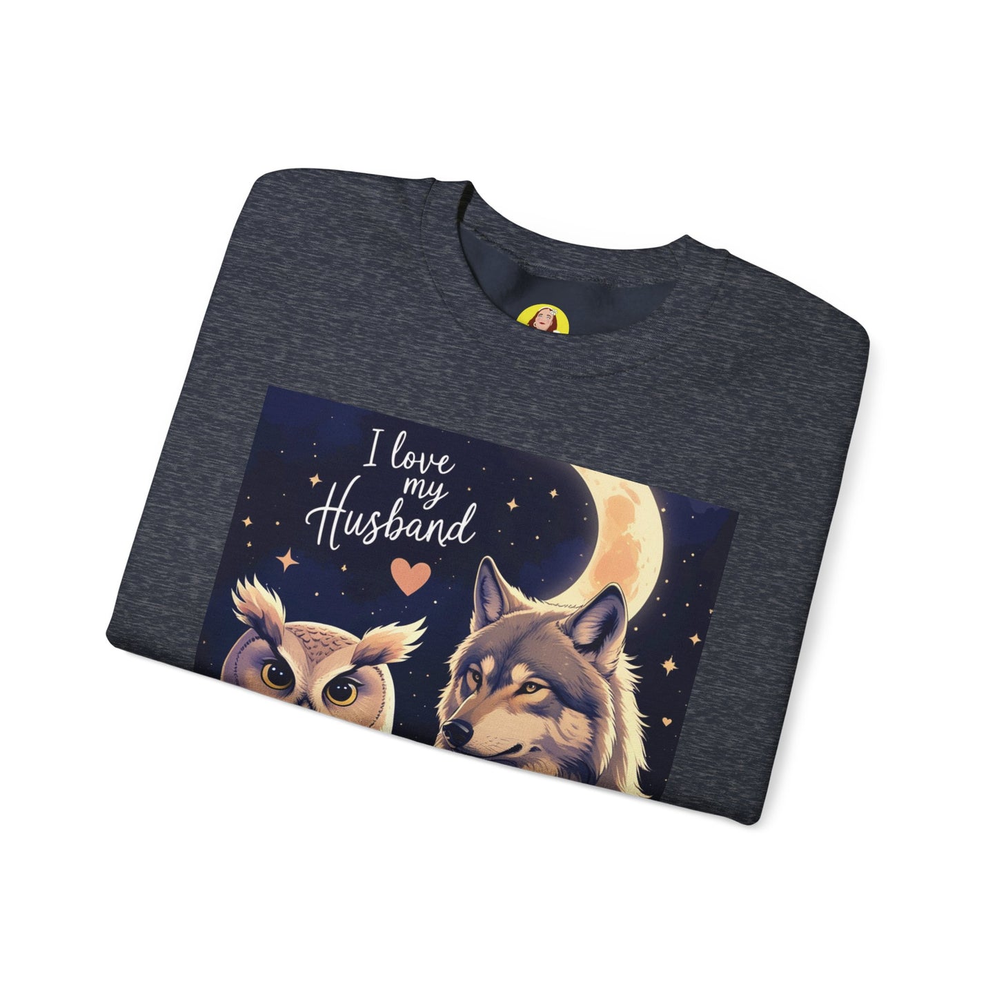I Love My Husband Owl and Wolf Sweatshirt, Unisex Crewneck, Gift for Him, Cozy Sweatshirt, Animal Lovers, Anniversary Gift