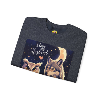 I Love My Husband Owl and Wolf Sweatshirt, Unisex Crewneck, Gift for Him, Cozy Sweatshirt, Animal Lovers, Anniversary Gift