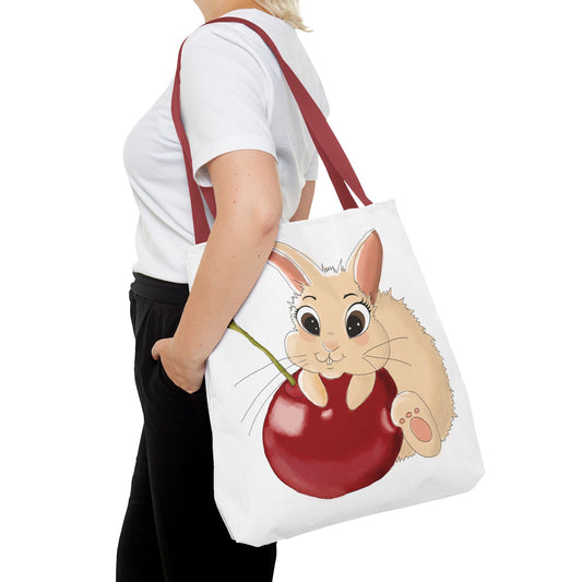 Cute Bunny Cherry Tote Bag - Adorable Animal Design for Animal Lovers