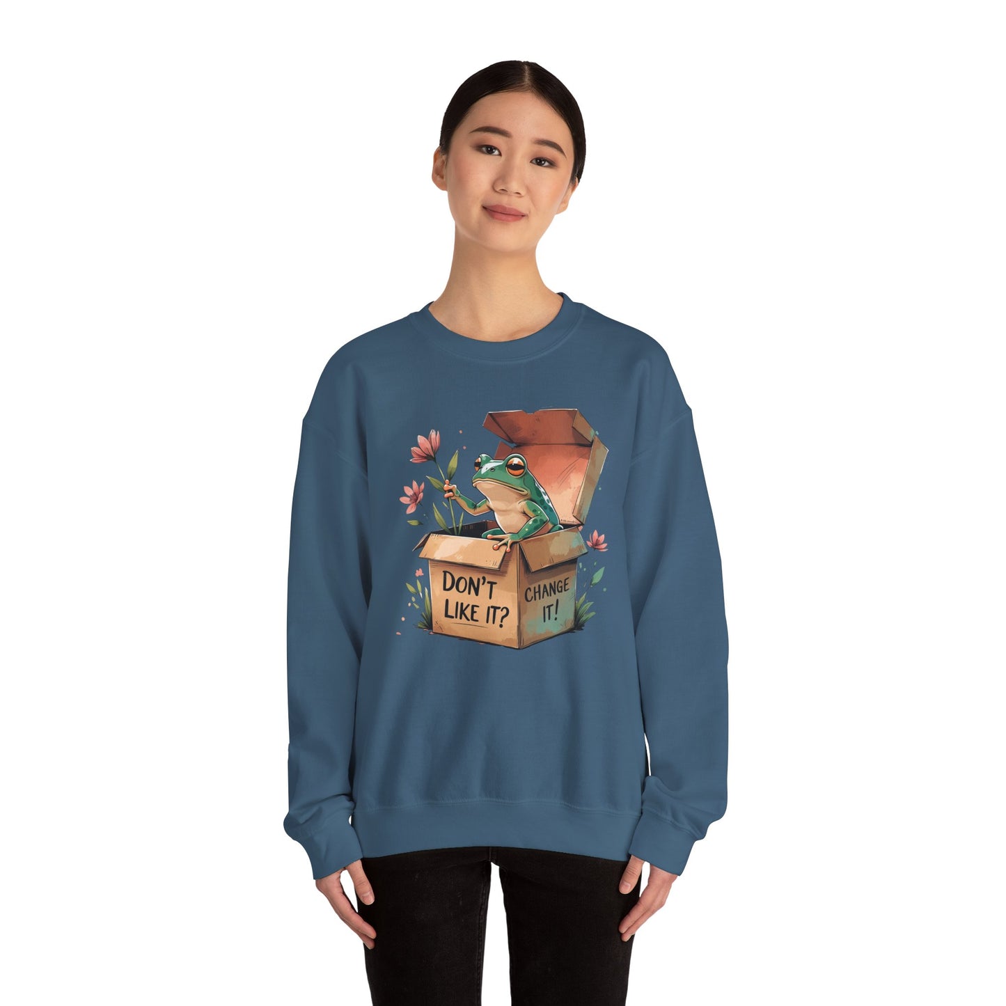 Playful Frog Graphic Sweatshirt, Unisex Crewneck, Fun Gift, Nature Lover Apparel, Inspirational Fashion, Seasonal Wardrobe