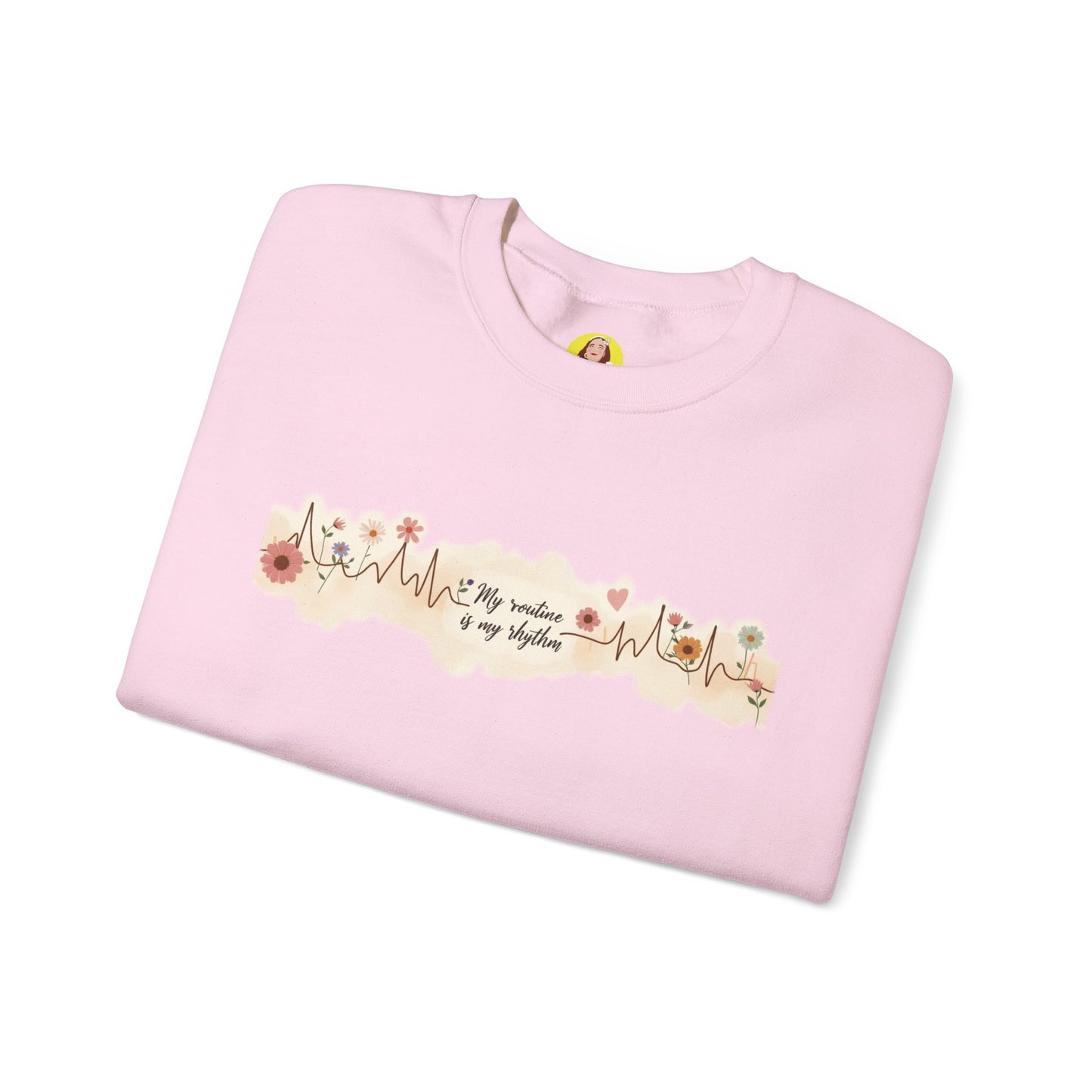 Floral Heartbeat Crewneck Sweatshirt - Cozy Gift for Music Lovers, Unisex Sweatshirt for Birthdays, Valentine's Day, Self-Care