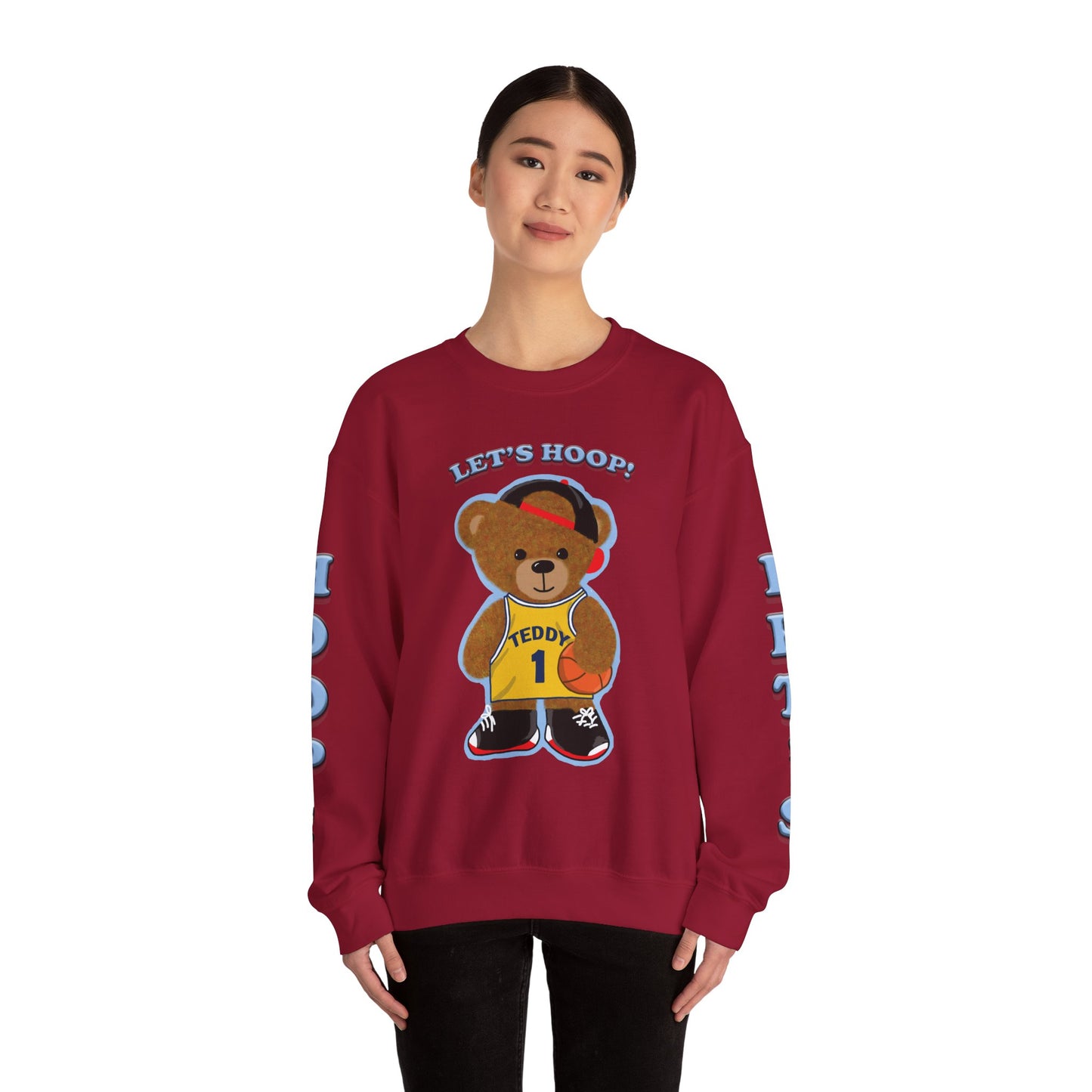 Basketball Teddy Bear Sweatshirt, Cute Athleisure, Kid's Fashion, Sports Gift, Cozy Unisex Crewneck